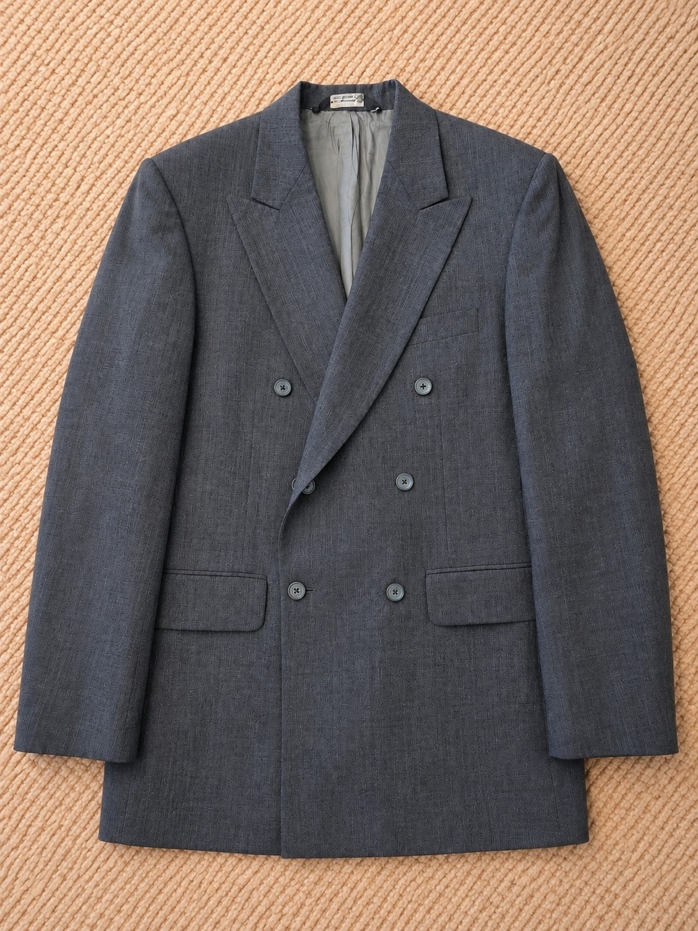 John Alexander 39R Pure Wool Gray Double Breasted Blazer Made USA